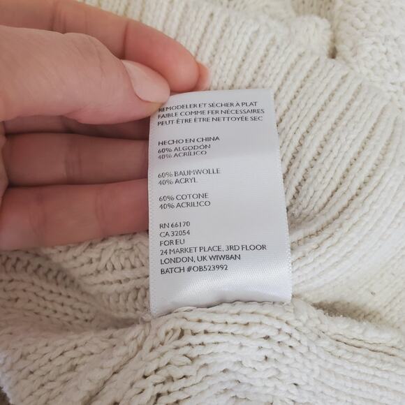 BDG | Elbow Patch Cable Knit Fisherman Soft Cream Sweater - Picture 9 of 9